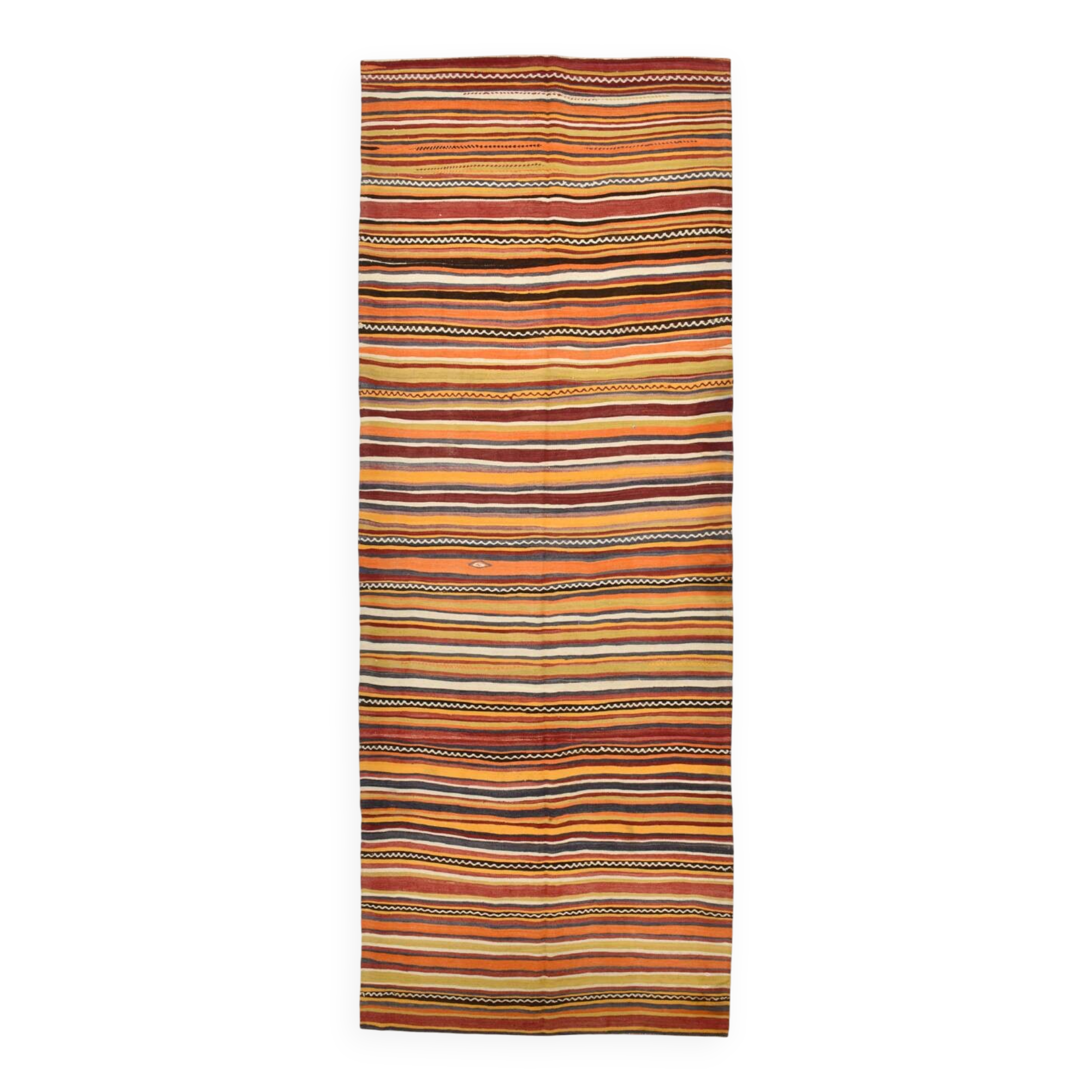 5x13 Orange Red Long Wide Vintage Kilim Rug, 149x402Cm SK 33068