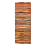 Tapis Kilim vintage long et large, orange et rouge, 5 x 13 cm, 149 x 402 cm, SK 33068