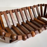 Vintage turned wooden table basket