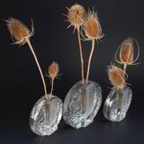 set of 3 round solifleur BLOCK VASES walther glas 60s 70s op art