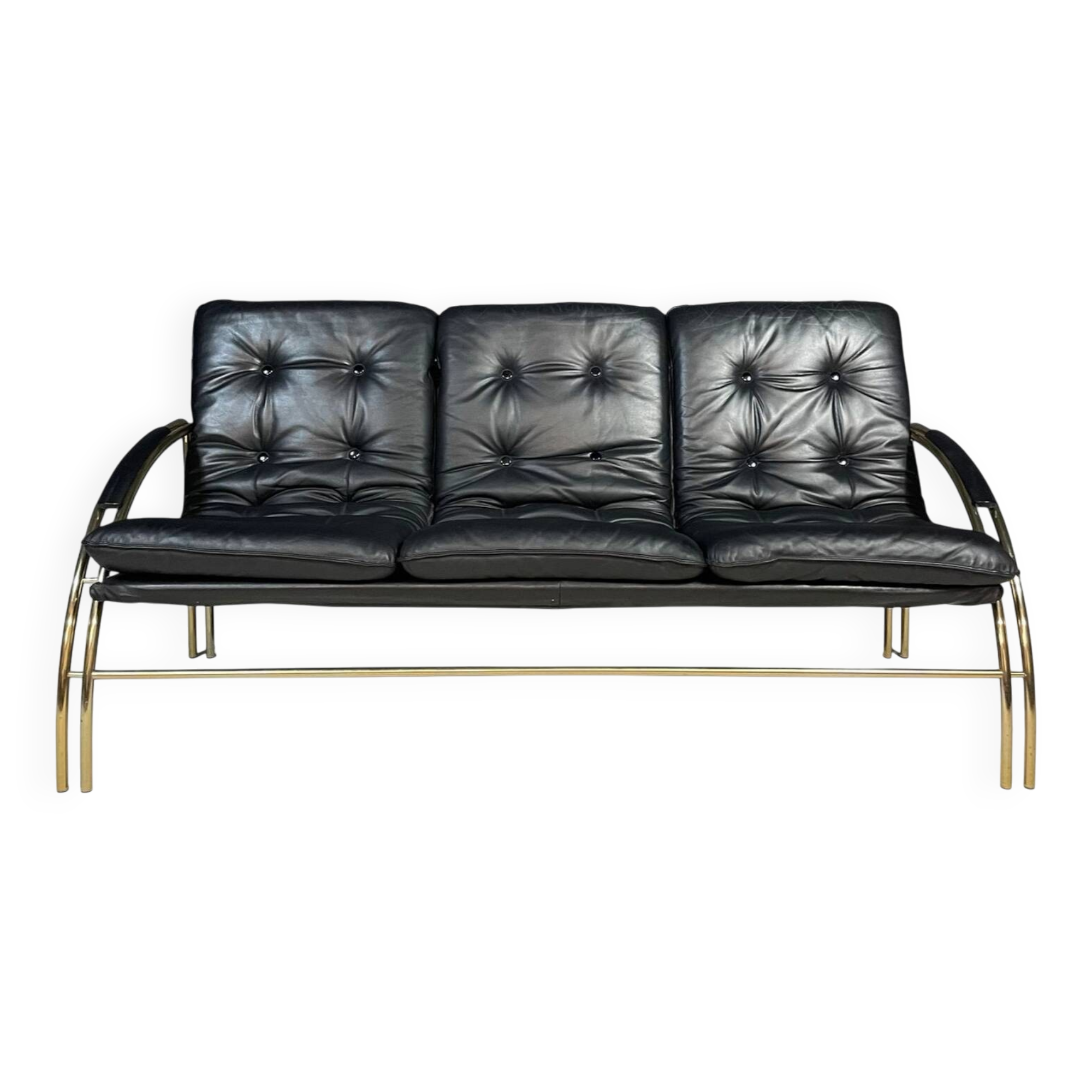 Canapé vintage en cuir et métal, années 1990