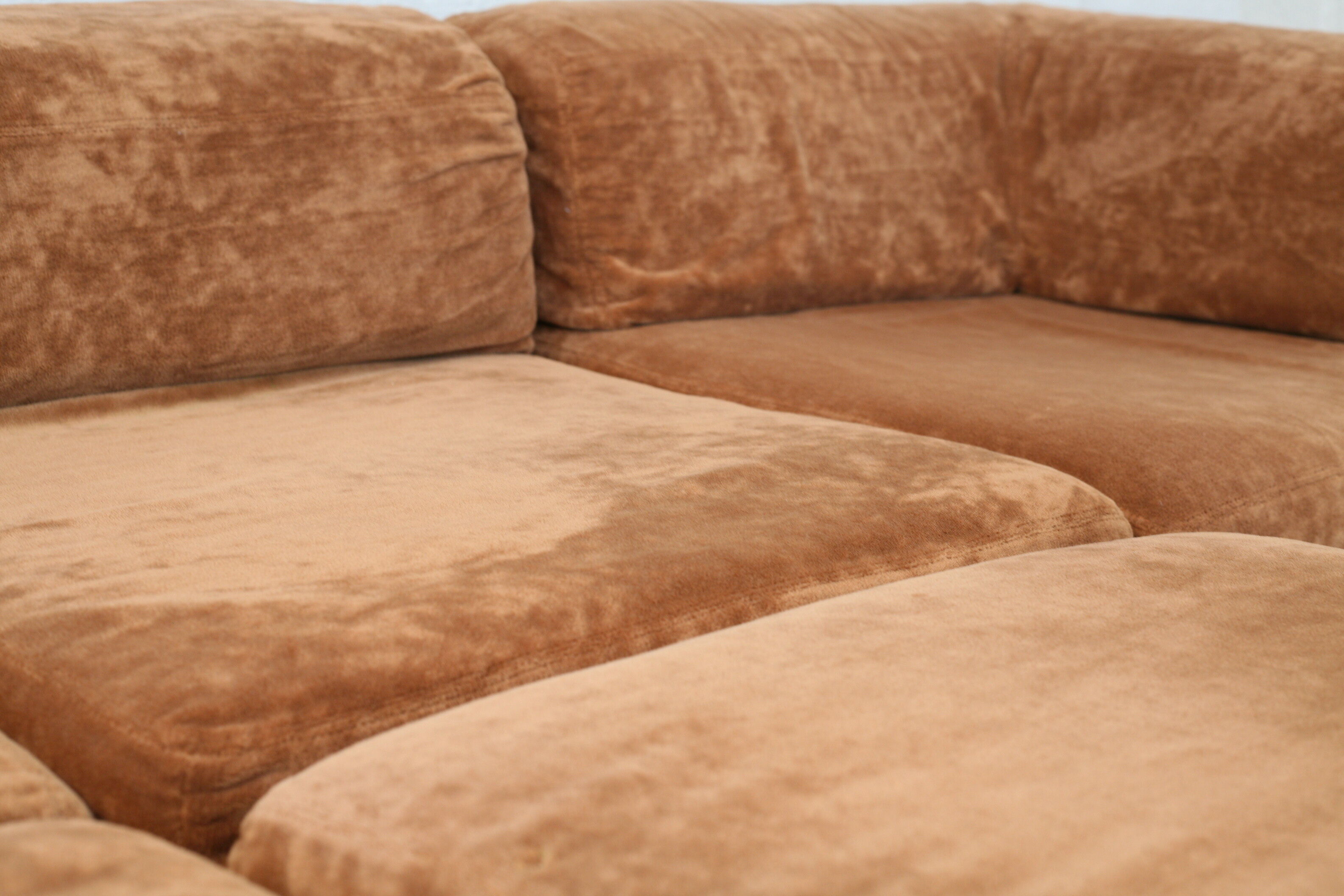 70s modular sofa, light brown velvet