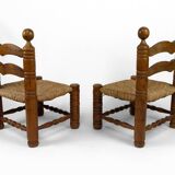 Pair of low straw chairs  circa 1940