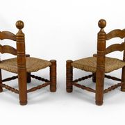 Paire de chaises basses paillées