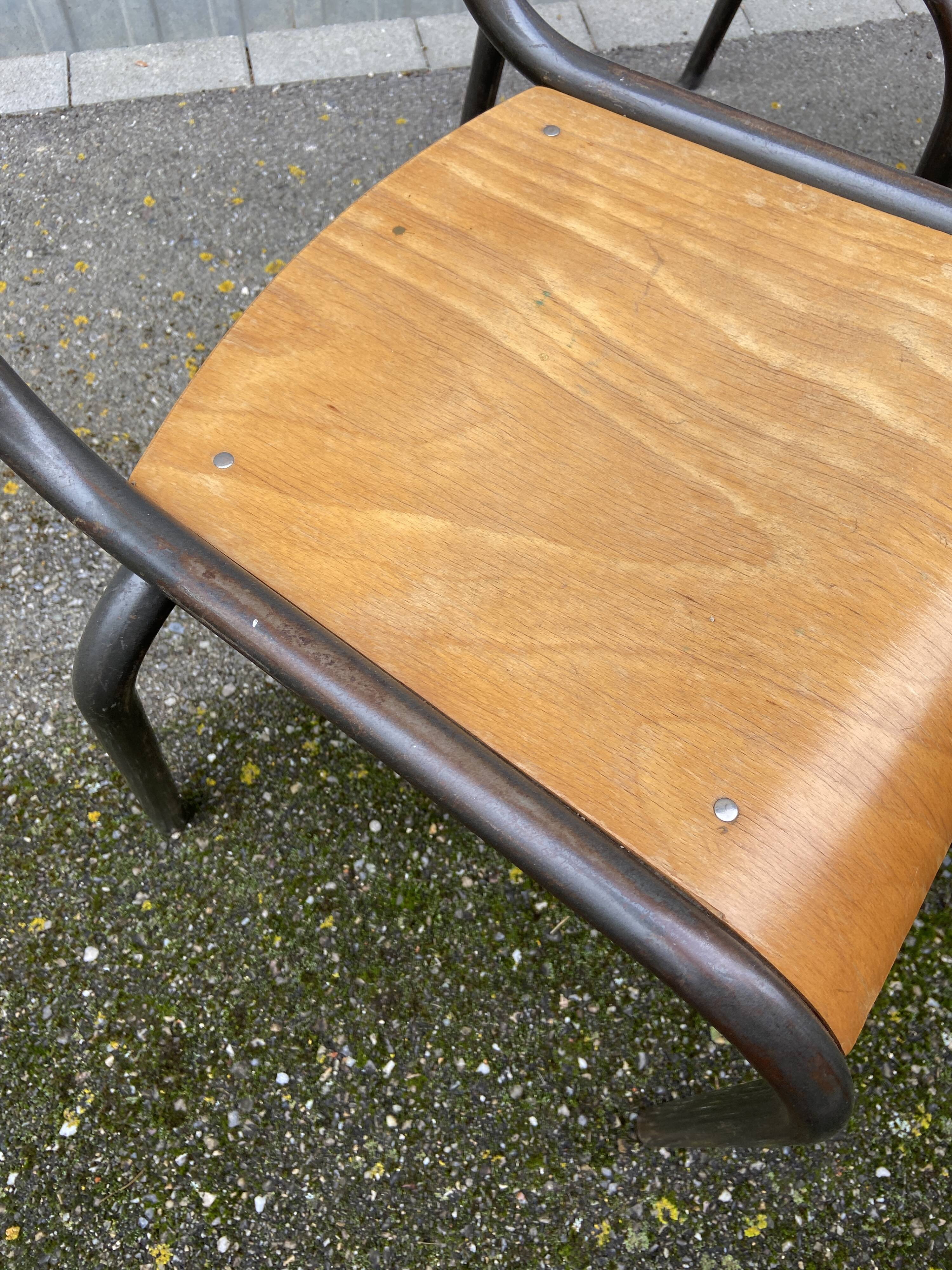 6 vintage industrial school chairs for communities mullca delagrave tube & wood french school chair