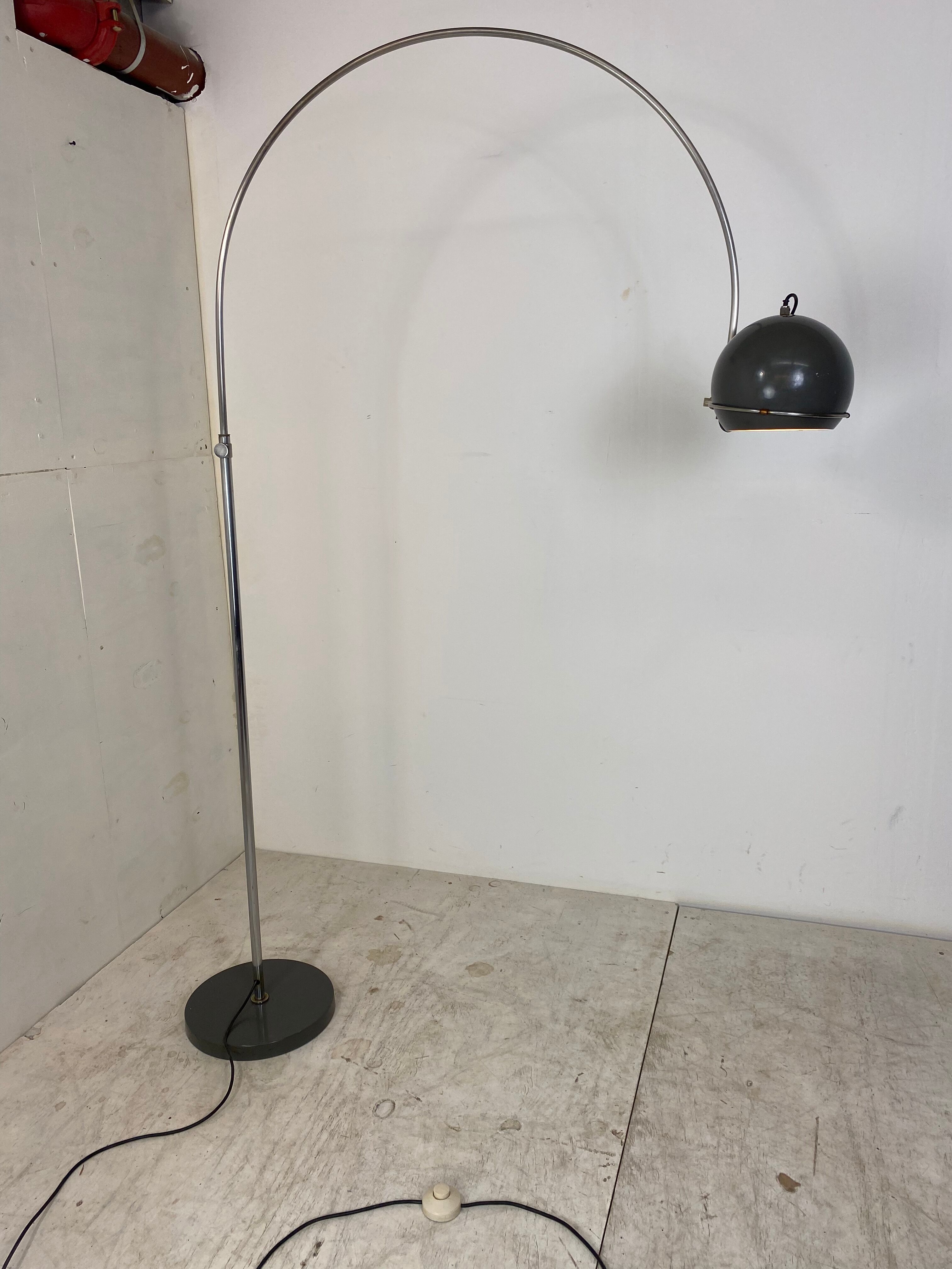 Mid-Century Grey Arc Floor Lamp from Gepo, 1960s