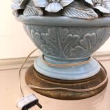 Manises ceramic lamp with blue flowers