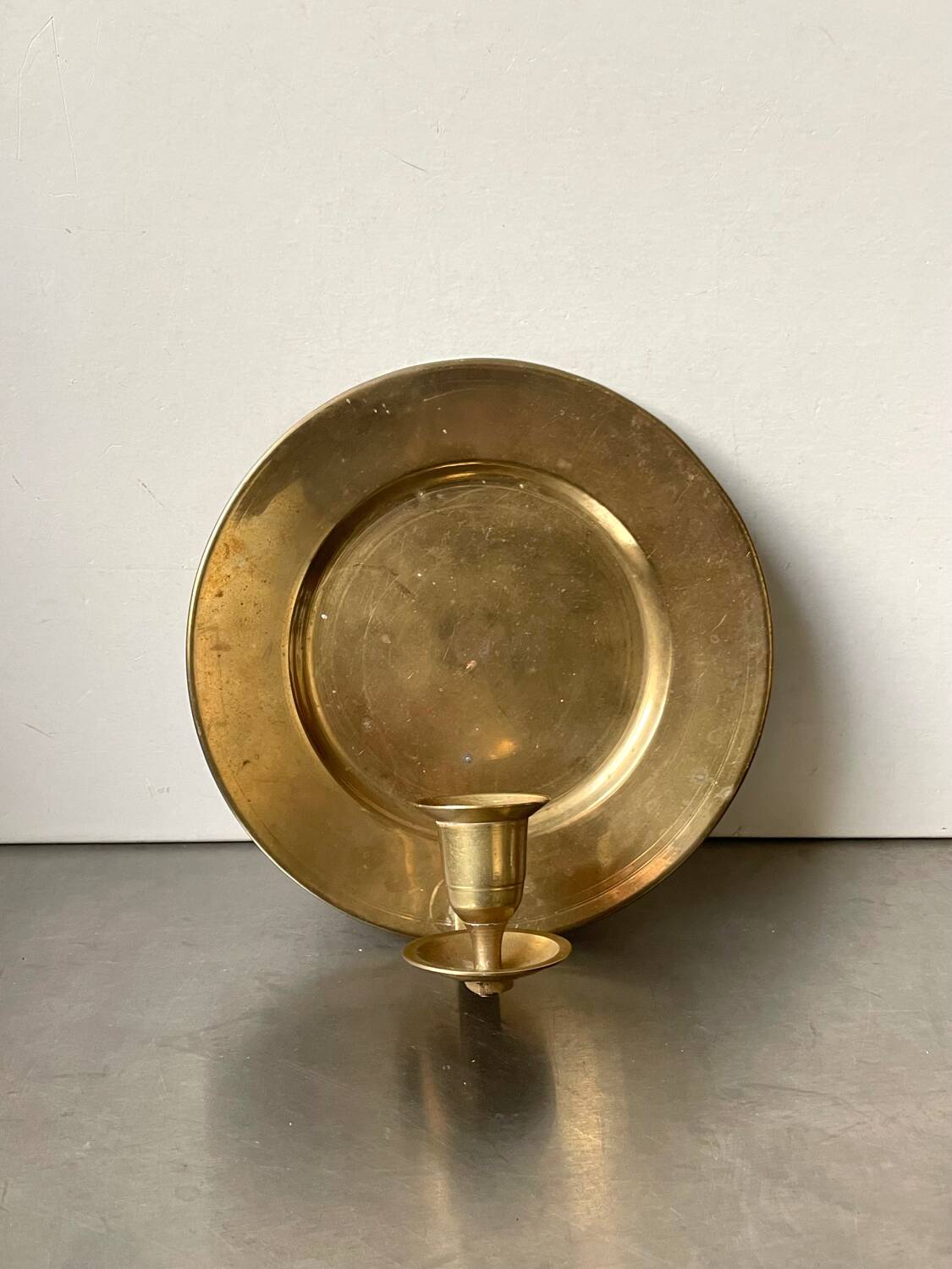 Vintage brass wall candle holder sconce diameter 18 cm