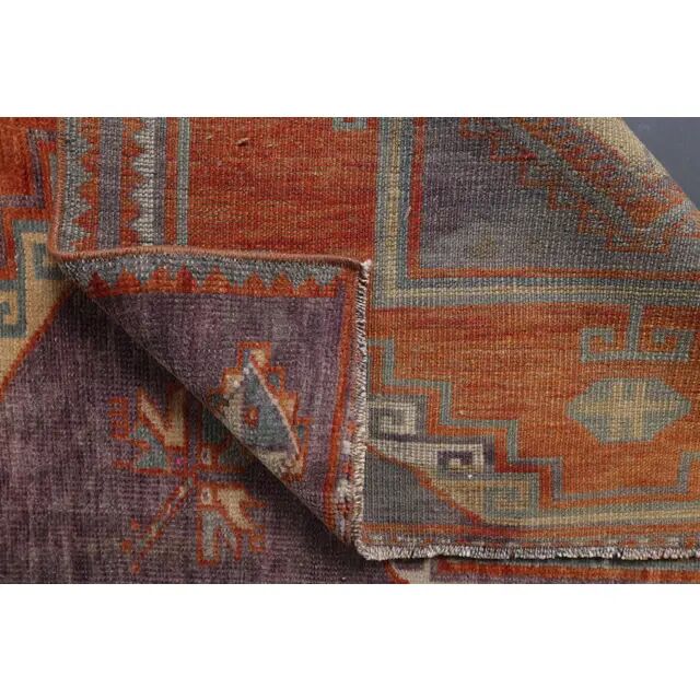 1970s Vintage Turkish Oushak Diamond Wool Runner 90x351