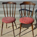 Vintage chairs, wooden, with splayed legs, both.