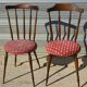 Vintage chairs, wooden, with splayed legs, both.