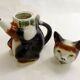 Large zoomorphic cat teapot, in vintage English earthenware.