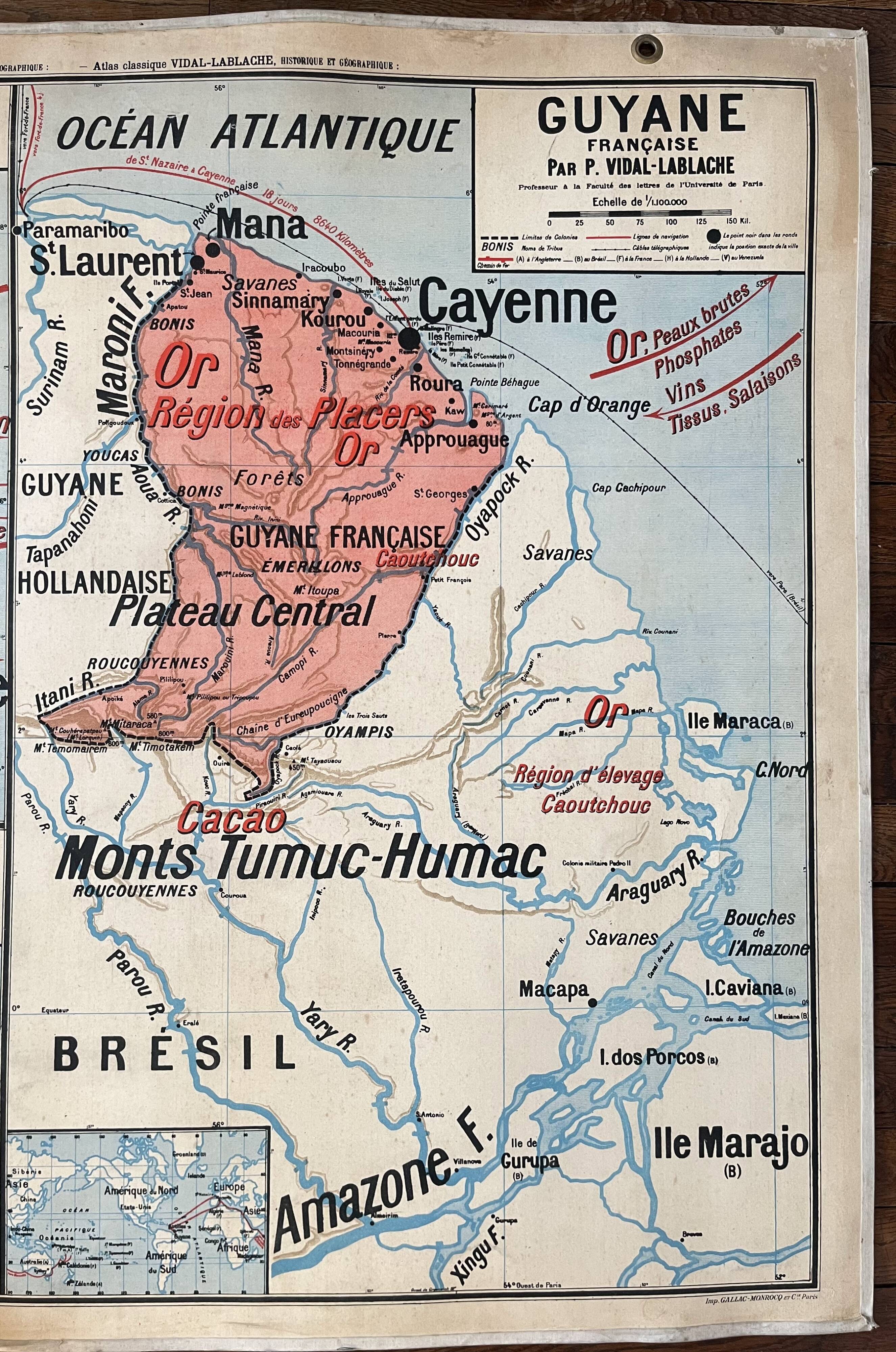 Old school map Vidal-Lablache 37, T36, 1930 West Africa