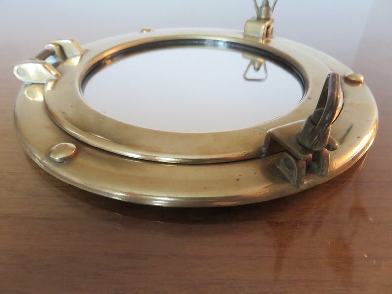 Mirror window in brass 70s - 29cm