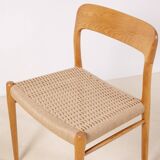 4x Niels Møller Dining Chairs Model 75 in Oak, 1960s Denmark