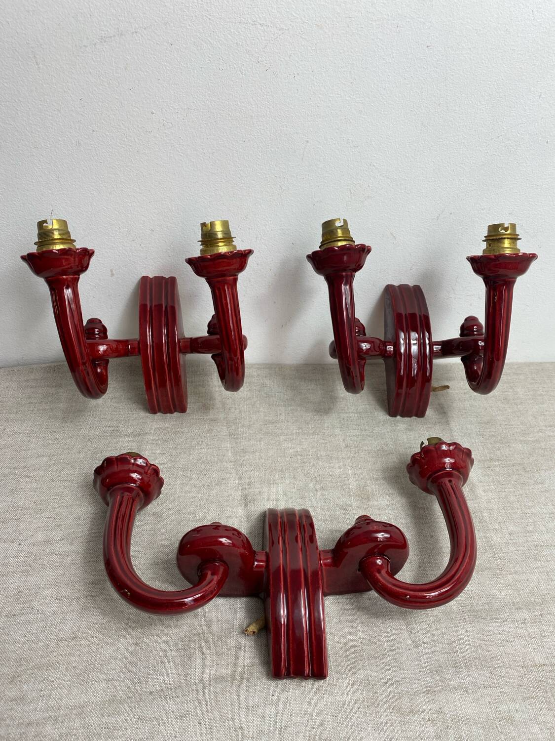 Art Deco ceramic wall lights, adjustable arms