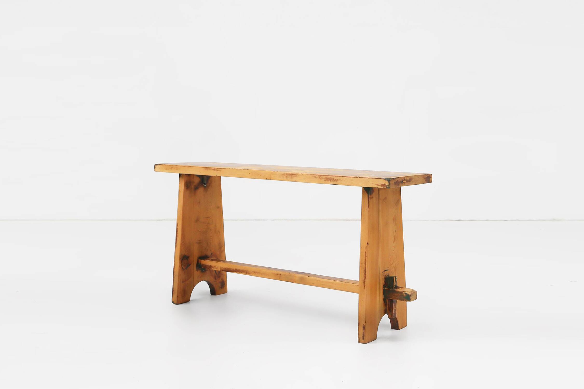 Mid-Century Rustic Wooden Bench, France, 1900s