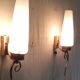 Modernist wall lights in brass and opaline - mid 20th century.