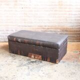 Banc coffre en patchwork de cuir vintage