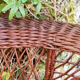 Duo of rattan wing chairs