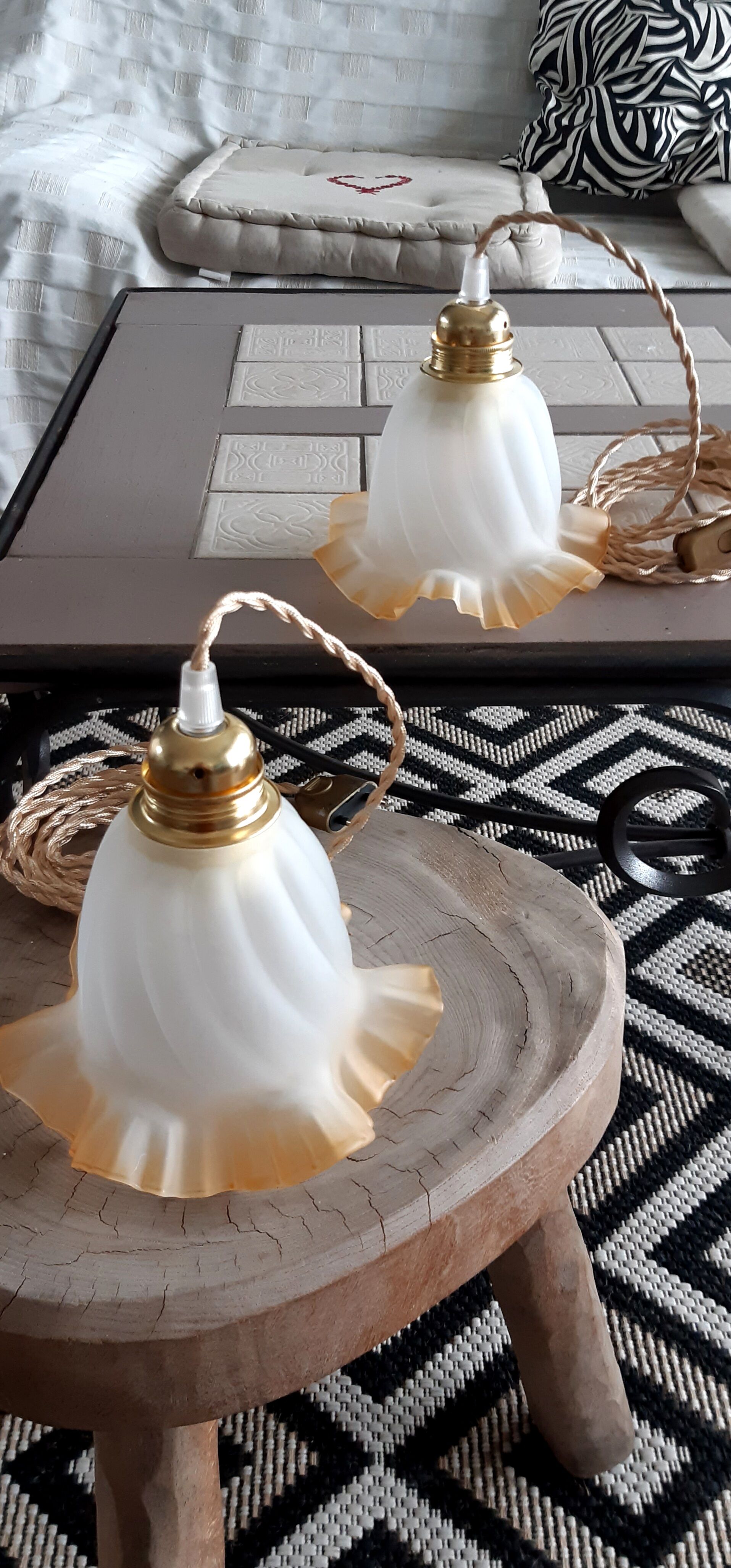 Vintage tulip hand lamp