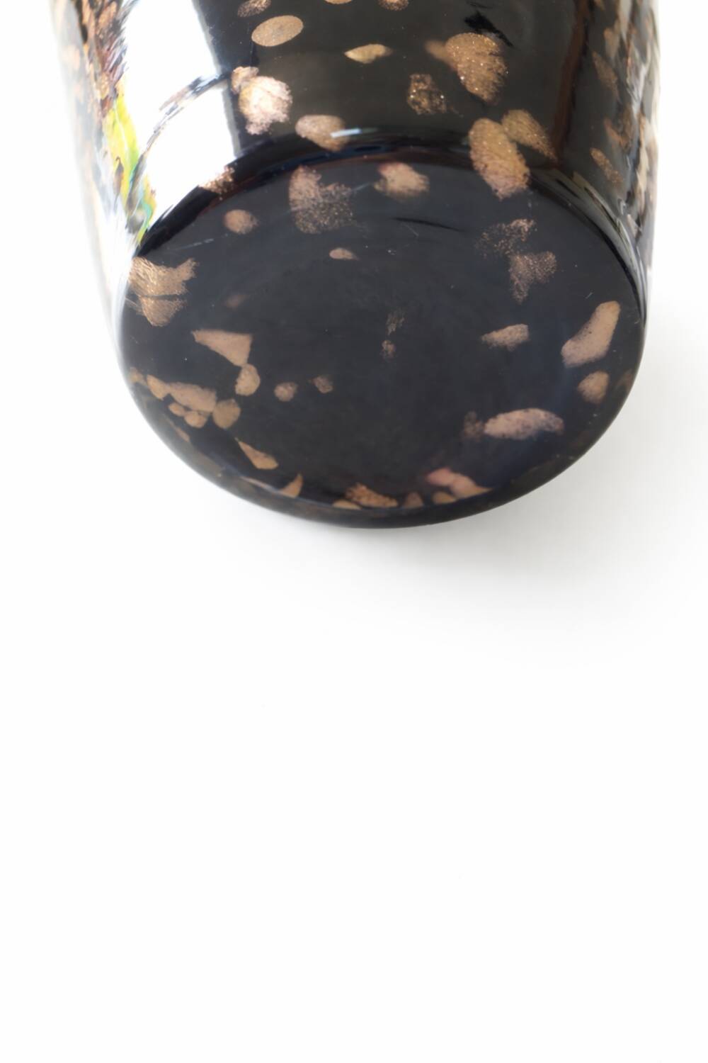 Italian vase in blown black glass & copper aventurine – 1960s