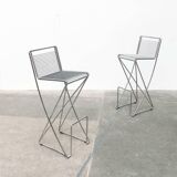 Postmodern German Kreuzschwinger bar stool by Till Behrens for Meyer Stahlmöbel, 1980s.