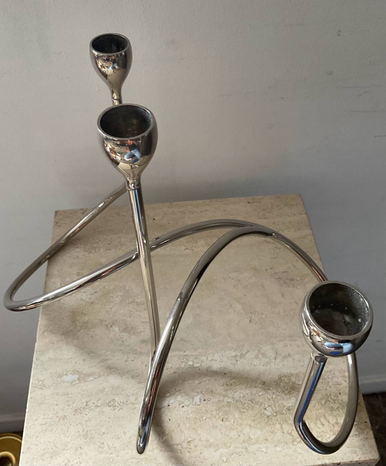 Black & Blum designer candle holder in silver metal