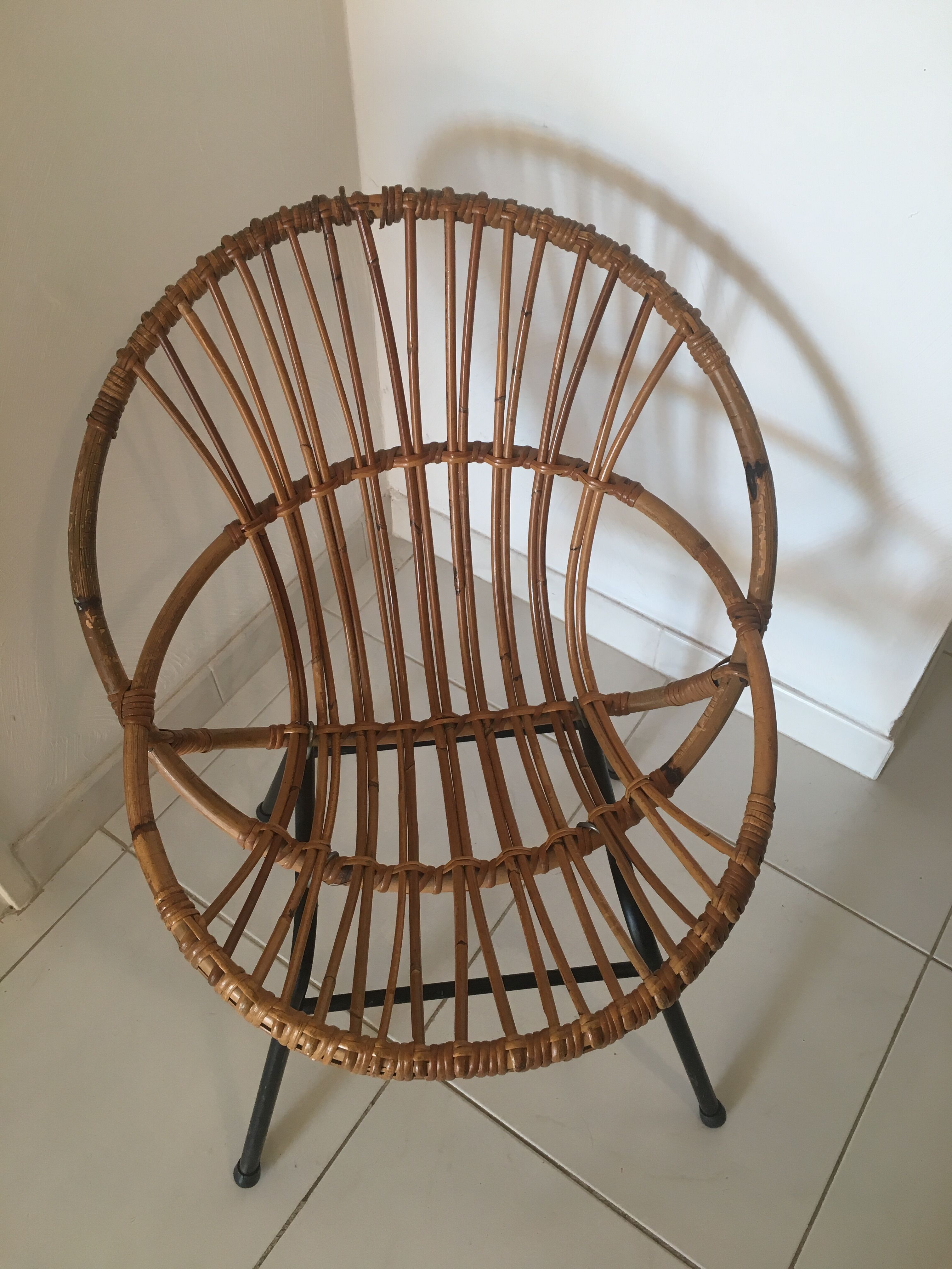 Pair of rattan basket chairs