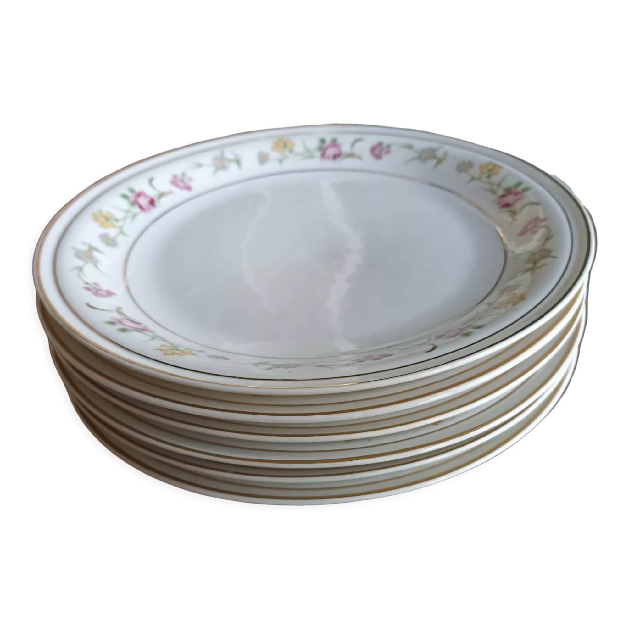 6 flat porcelain plates from Châtres-sur-Cher - Lot n°2