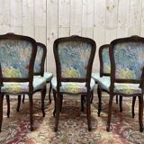 Suite de 6 chaises Louis Philippe à Rossi fleuri