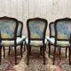 Suite de 6 chaises Louis Philippe à Rossi fleuri