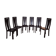 Set of 6 wooden chairs covered in leather.