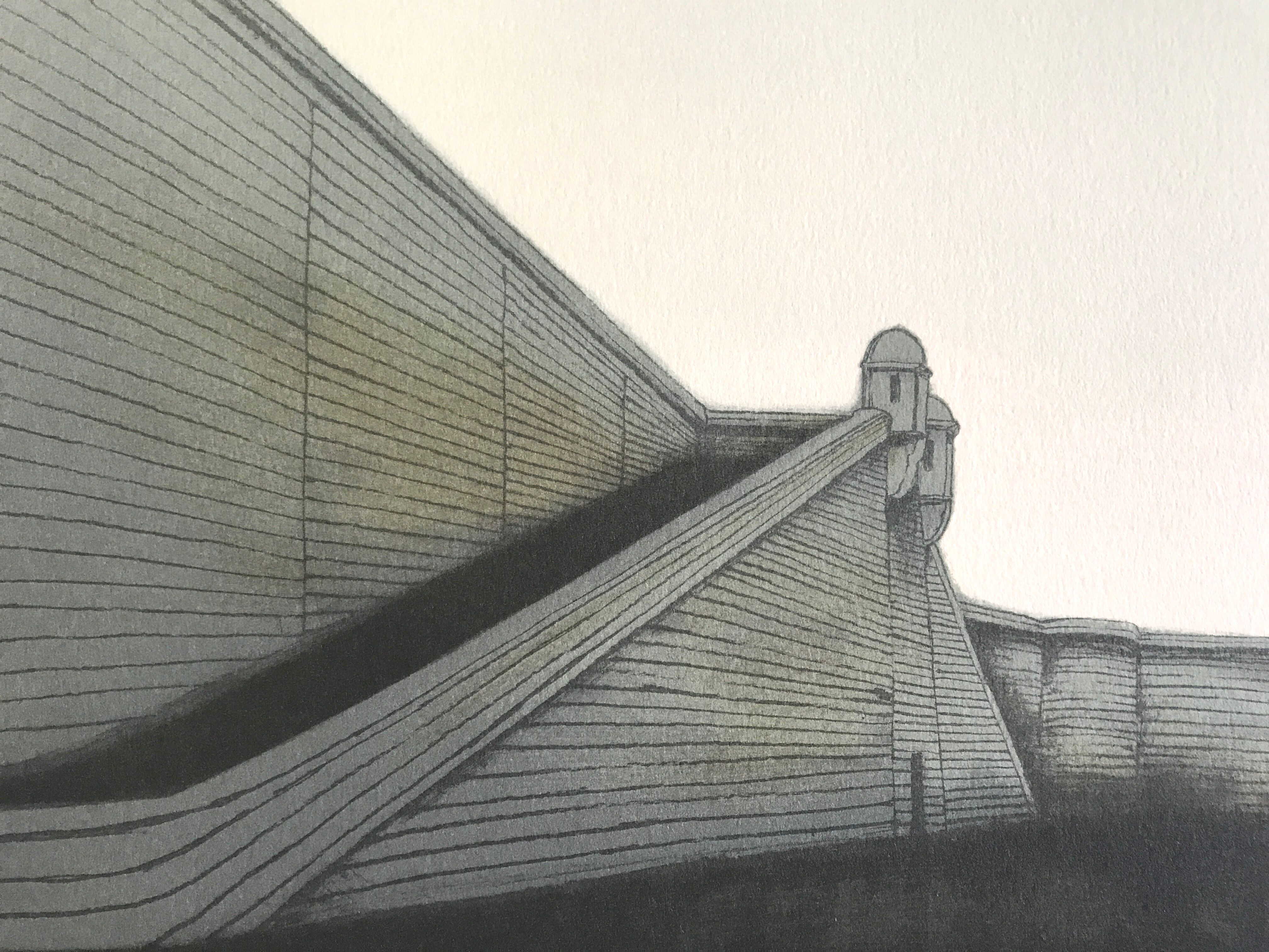 Original lithograph by Alain LE FOLL, Fortifications, 1978