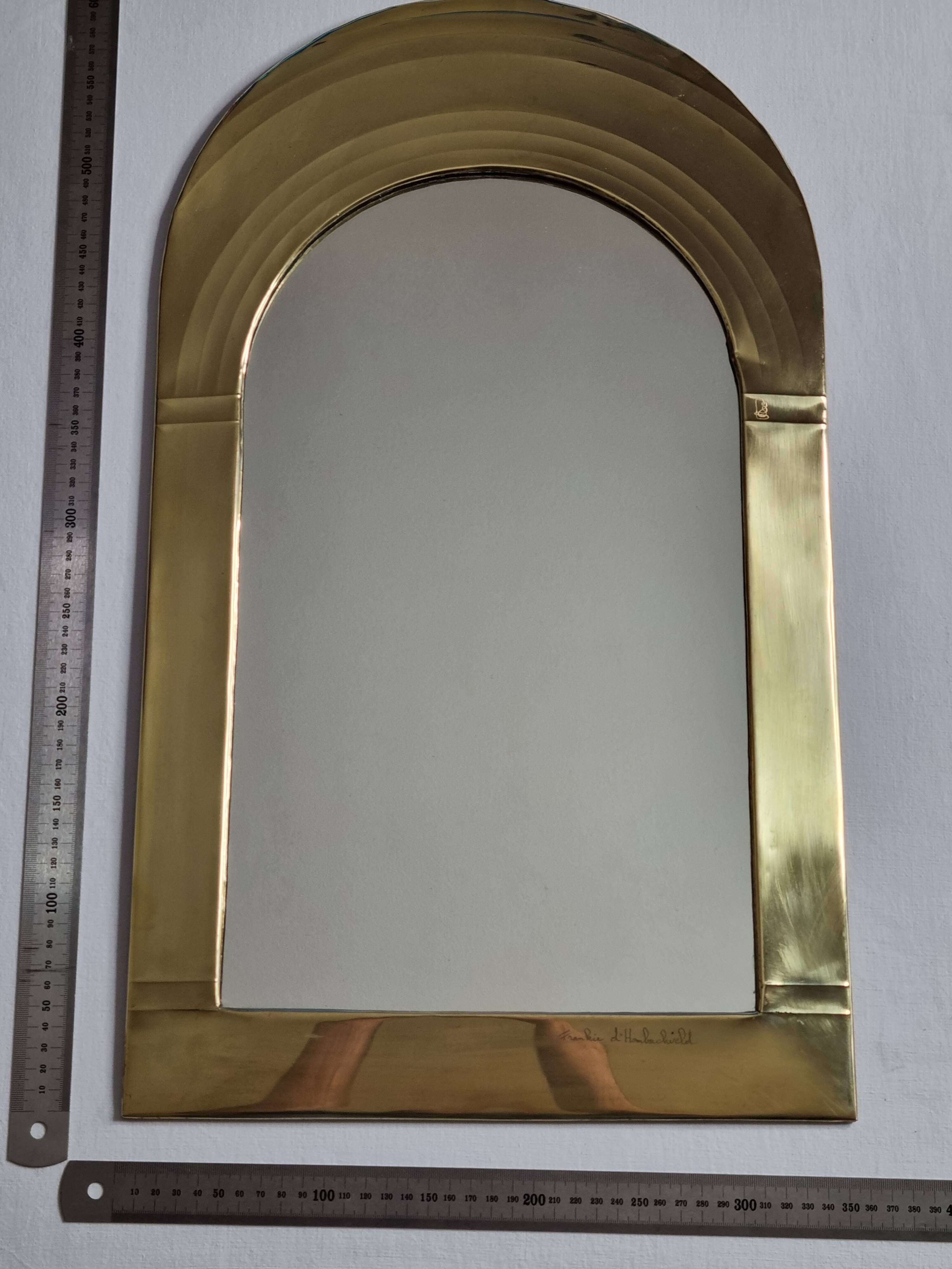Brass mirror by Frankie d'Homborchveld, unique piece, 60 x 35 cm