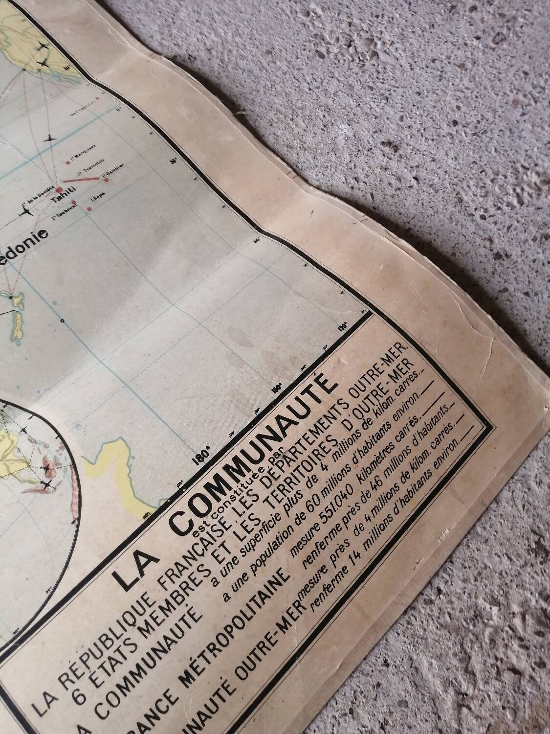 Old map Vidal Lablache 22 Community planisphere - 1950
