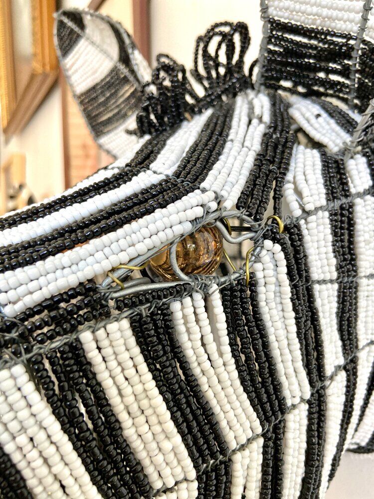 Trophy - wall lamp zebra head in beads