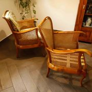 Set of 2 German Chippendale Cane Armchairs by Adolf Wrenger