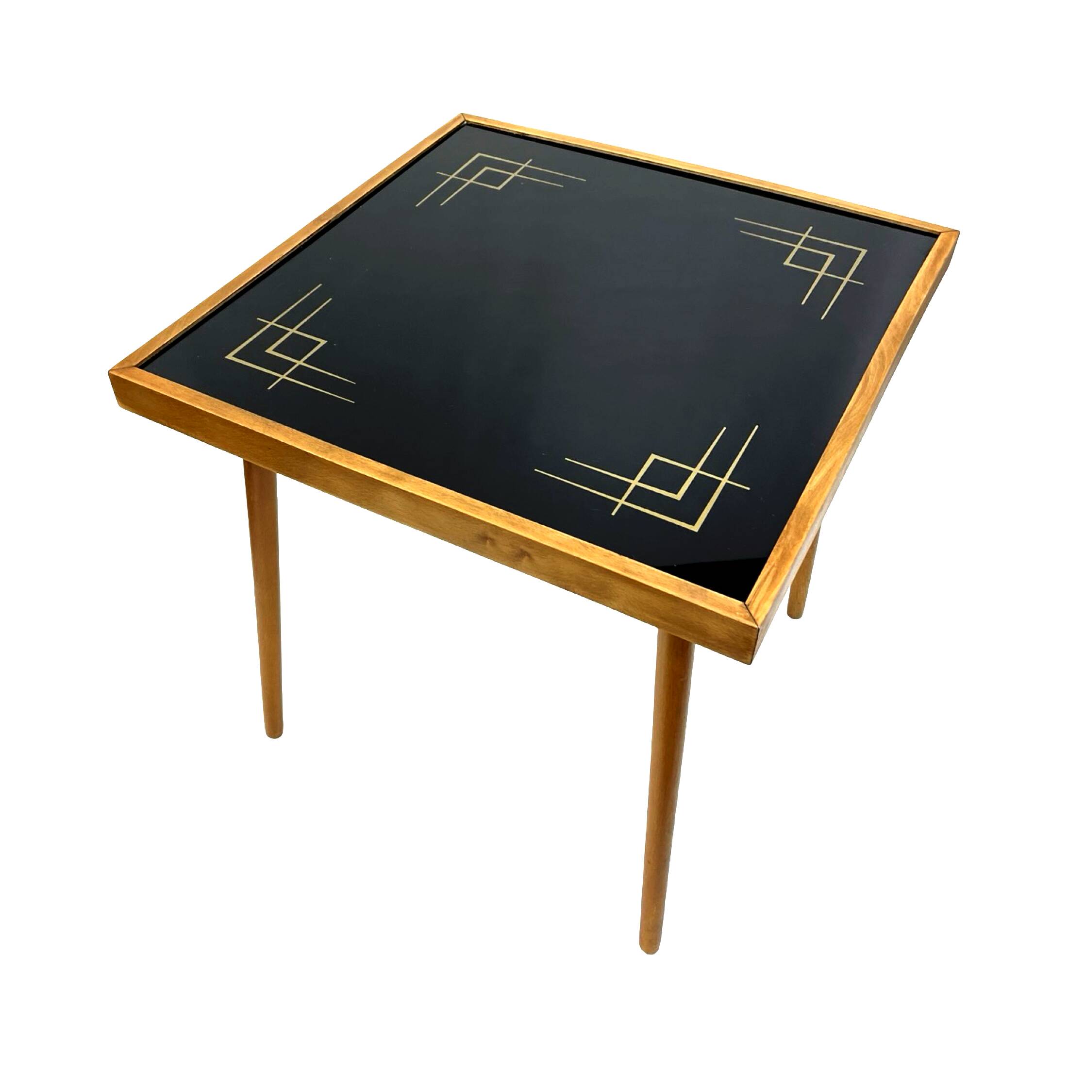 Alfred Busch coffee table, Germany 1960s, glass & beech wood