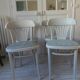 Set of 4 vintage bistro chairs from the 1970s in pearl grey.