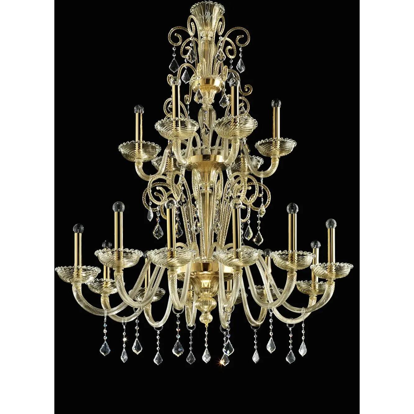 Imperial Gold "Curls" Murano Glass Venetian Chandelier