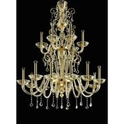 Chandelier vénitien en verre de Murano "Curls" en or impérial