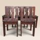 Set of five brutalist chairs in solid pine.
