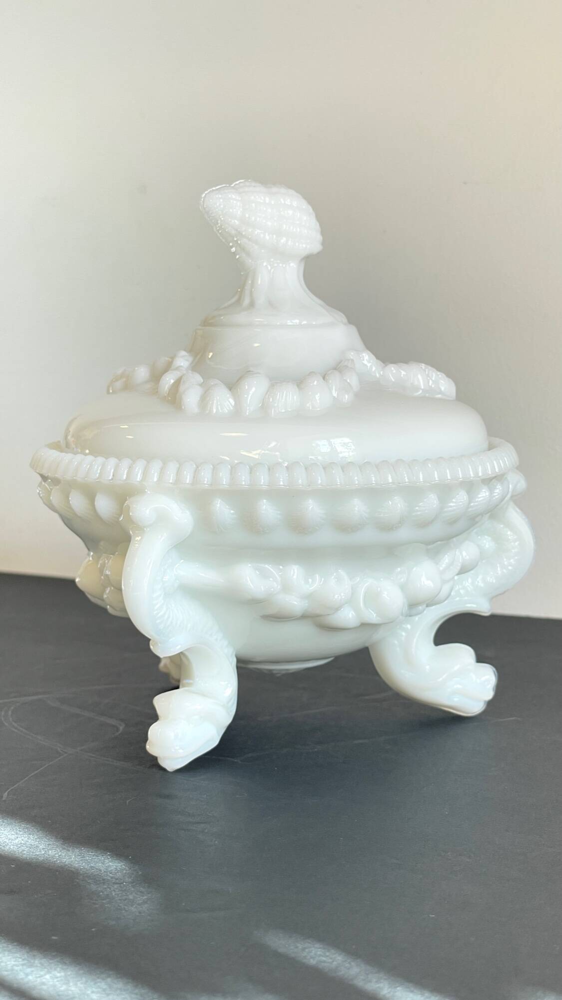 Vintage opaline glass candy dish