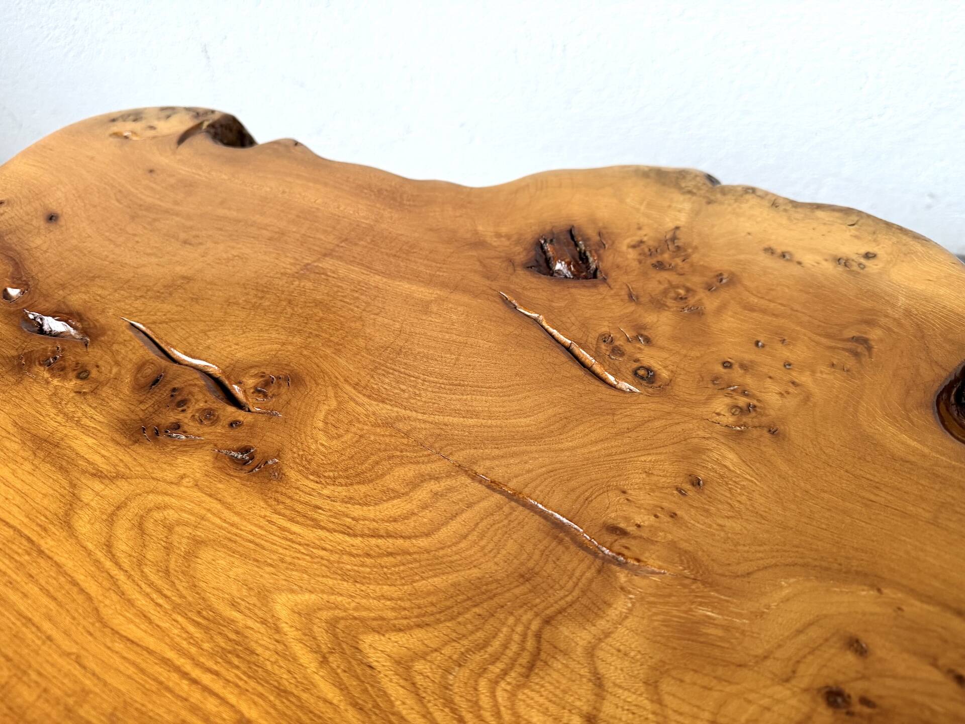 "Free-form" coffee table in solid elm.