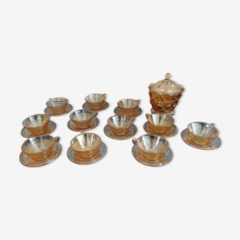 Coffee service in iridescent glass Gondolo year 1950