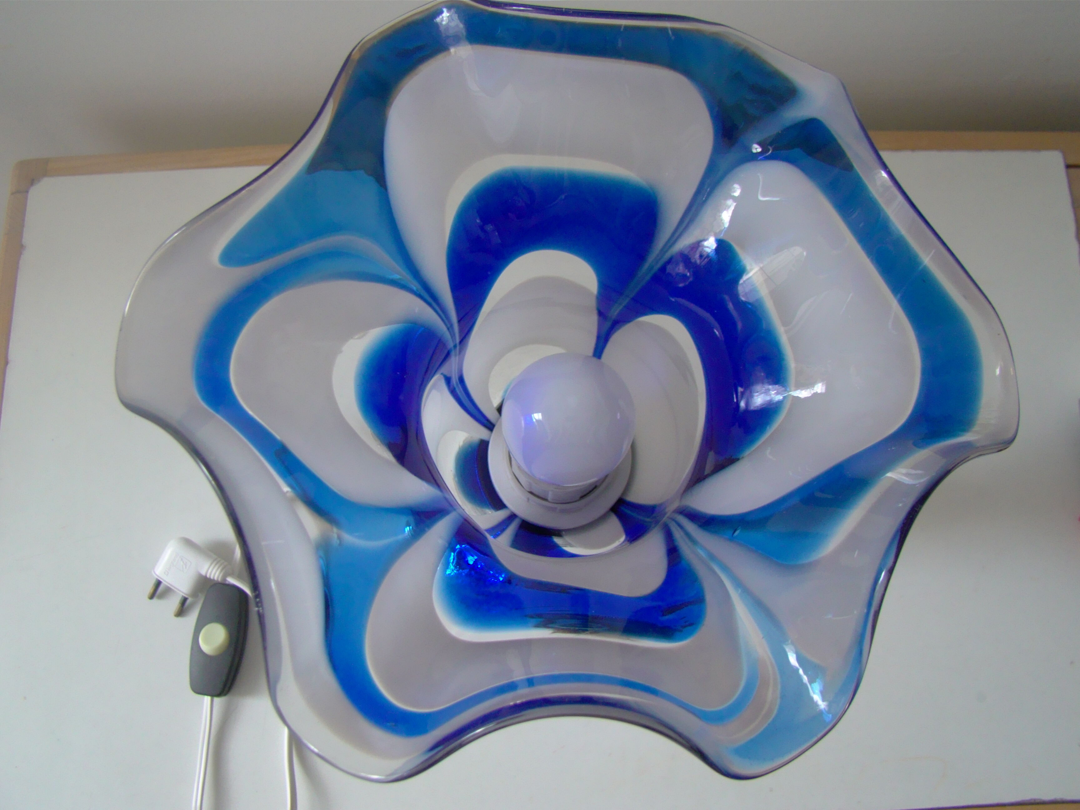 Vintage blue glass lamp Mazzega