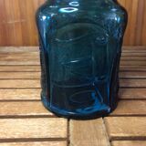Ancienne bouteille verre moulé bleu + bouchon vintage