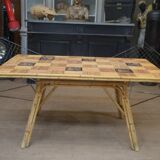 Rattan and ceramic table 1960