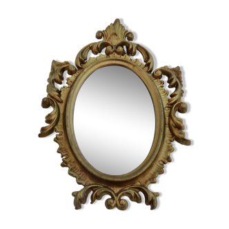 Small baroque mirror in gilded resin, made in Italy, 1970